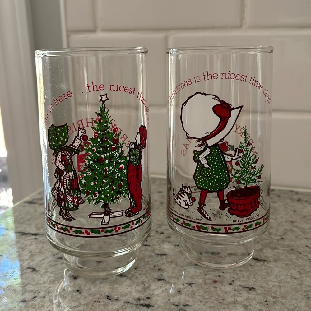 Vintage Coca-Cola Holly Hobbie Christmas drinking glasses